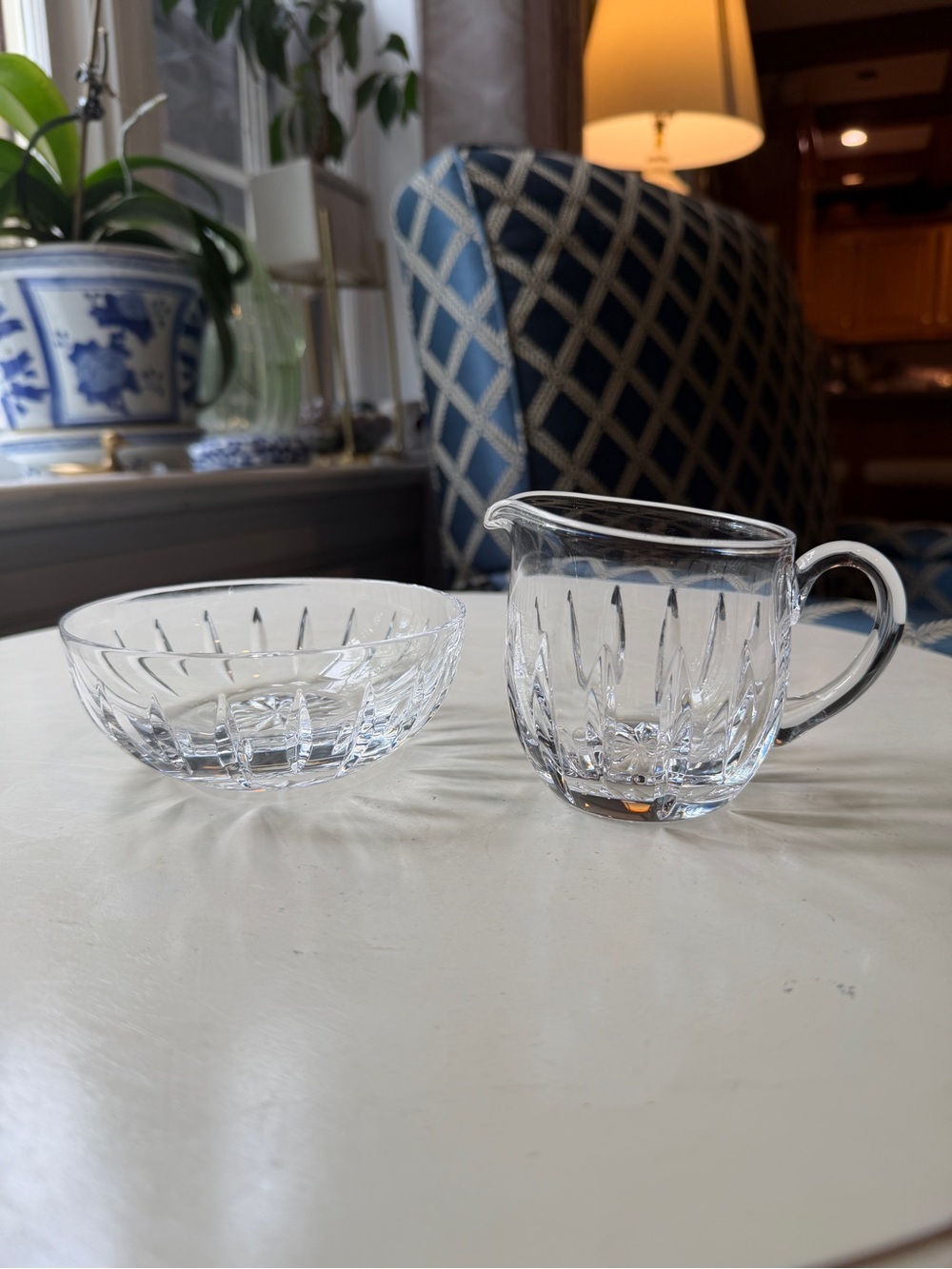 Atlantis Clear Crystal Glass Creamer and Bowl Set - Portugal